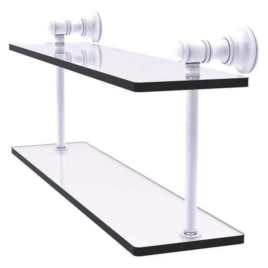 Allied Brass Carolina 16" x 5.6" Matte White Solid Brass Two-Tiered Glass Shelf
