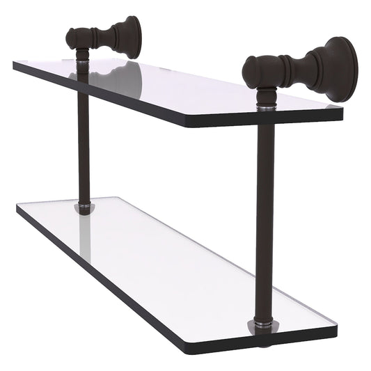Allied Brass Carolina 16" x 5.6" Oil Rubbed Bronze Solid Brass Two-Tiered Glass Shelf