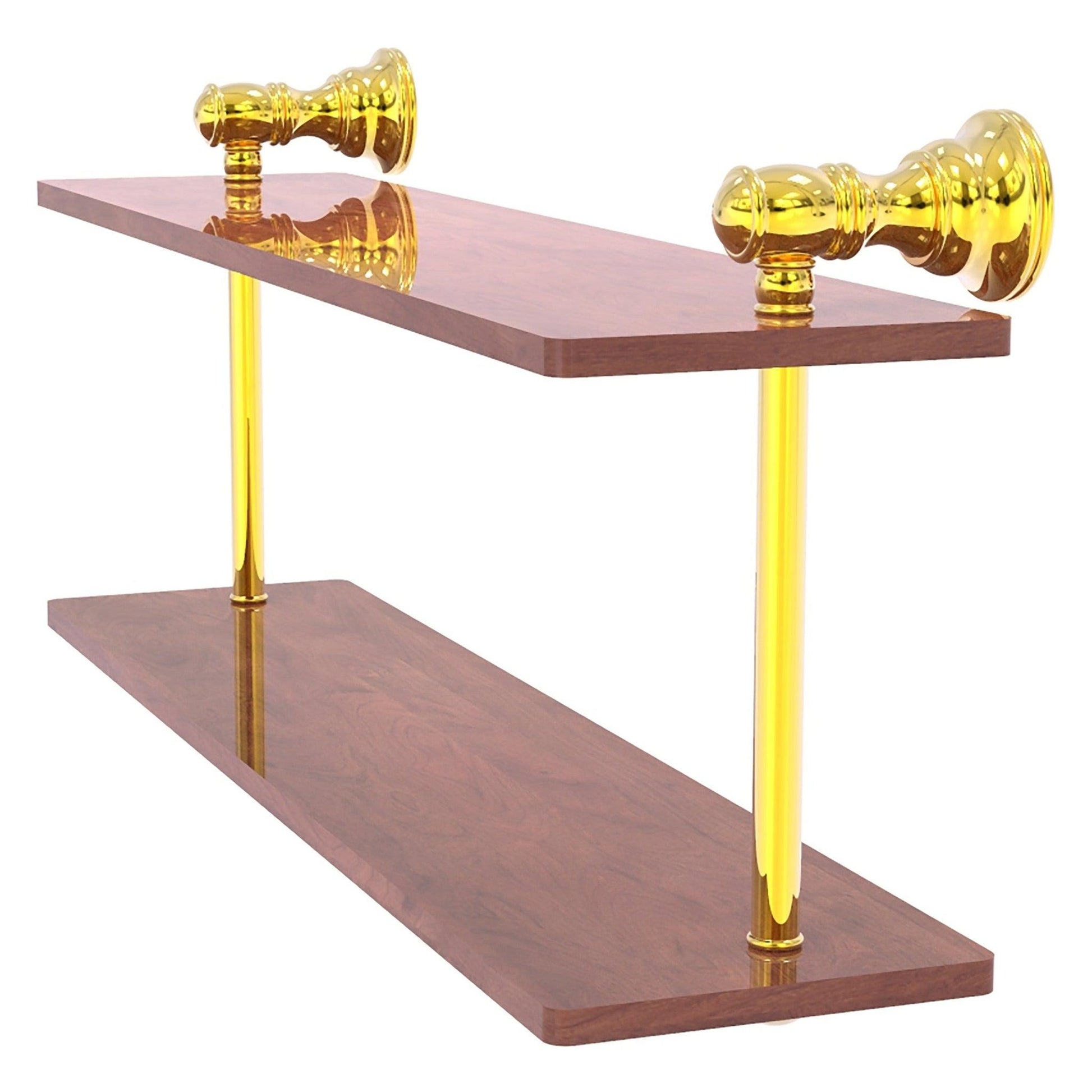 Allied Brass Carolina 16" x 5.6" Polished Brass Solid Brass Two-Tiered Wood Shelf