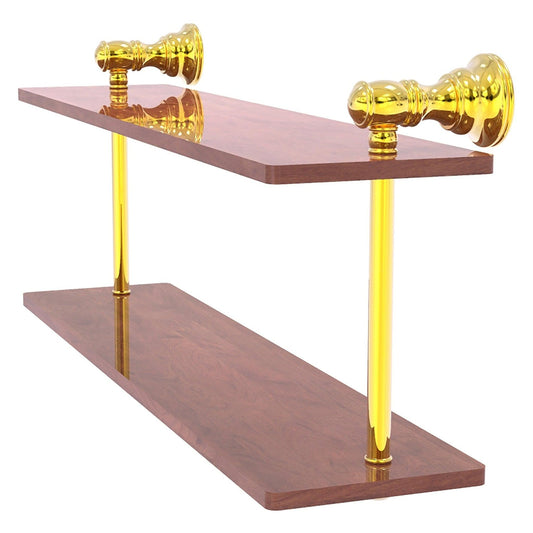 Allied Brass Carolina 16" x 5.6" Polished Brass Solid Brass Two-Tiered Wood Shelf