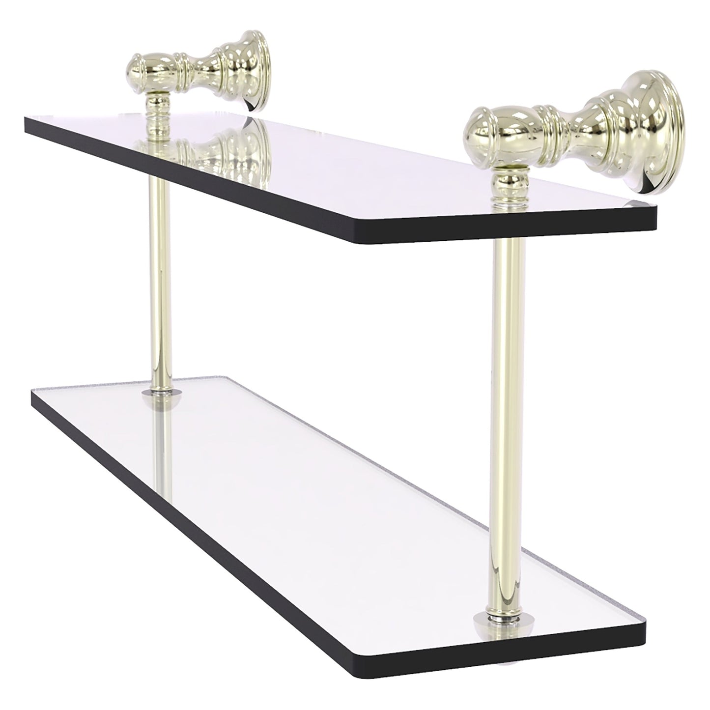 Allied Brass Carolina 16" x 5.6" Polished Nickel Solid Brass Two-Tiered Glass Shelf