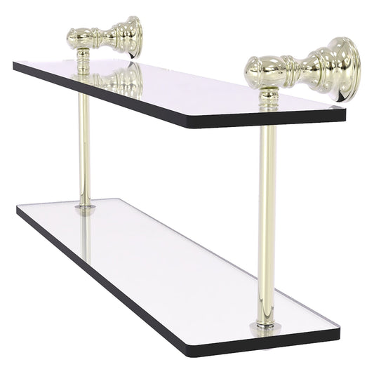 Allied Brass Carolina 16" x 5.6" Polished Nickel Solid Brass Two-Tiered Glass Shelf