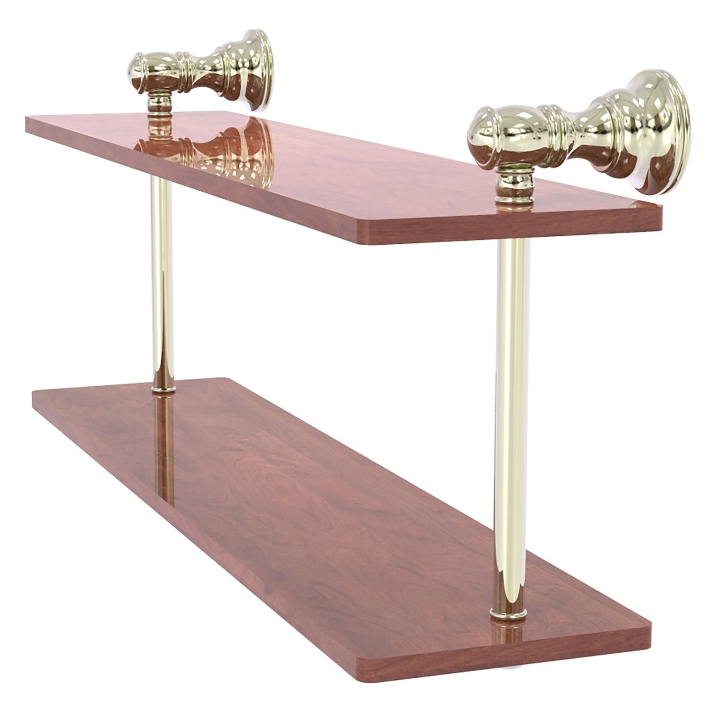 Allied Brass Carolina 16" x 5.6" Polished Nickel Solid Brass Two-Tiered Wood Shelf