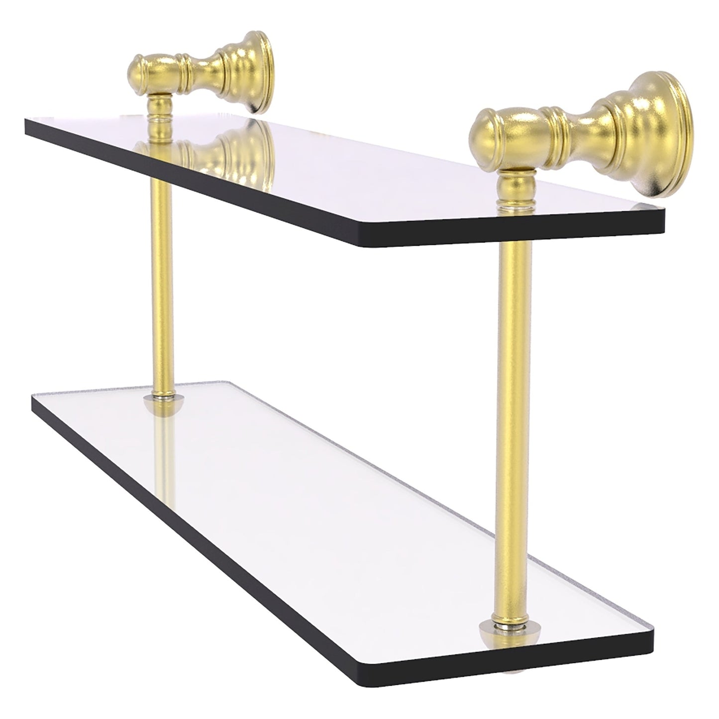 Allied Brass Carolina 16" x 5.6" Satin Brass Solid Brass Two-Tiered Glass Shelf