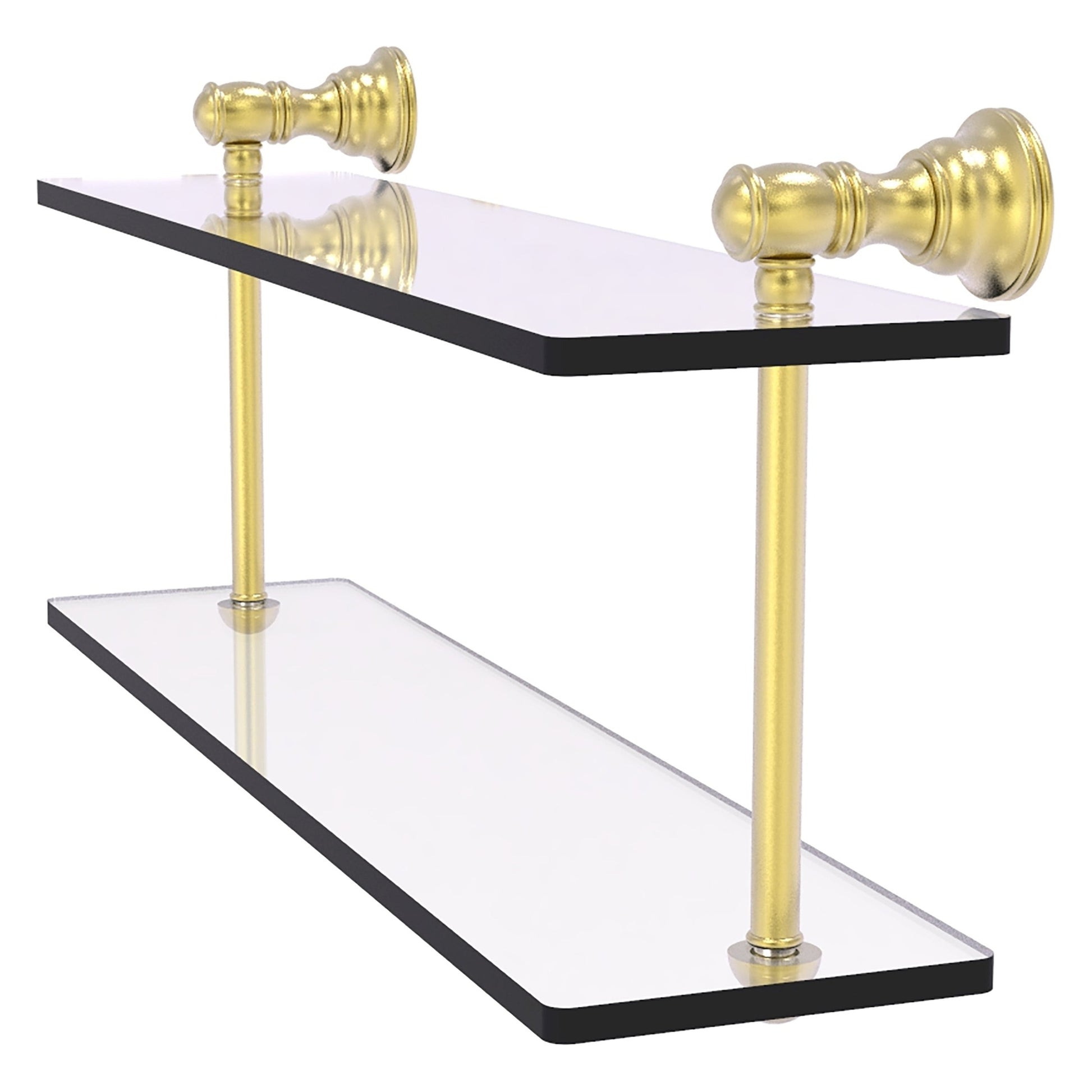 Allied Brass Carolina 16" x 5.6" Satin Brass Solid Brass Two-Tiered Glass Shelf