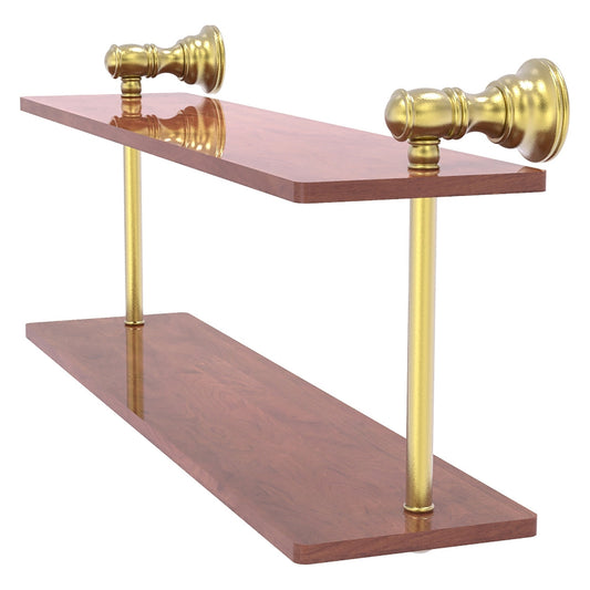 Allied Brass Carolina 16" x 5.6" Satin Brass Solid Brass Two-Tiered Wood Shelf