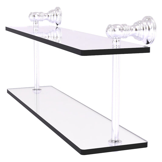 Allied Brass Carolina 16" x 5.6" Satin Chrome Solid Brass Two-Tiered Glass Shelf