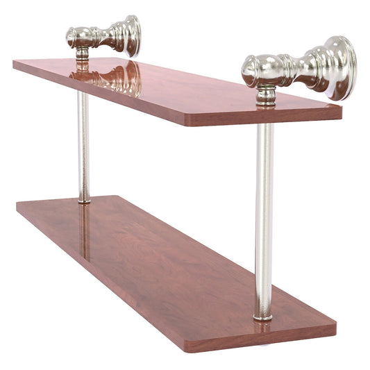 Allied Brass Carolina 16" x 5.6" Satin Nickel Solid Brass Two-Tiered Wood Shelf