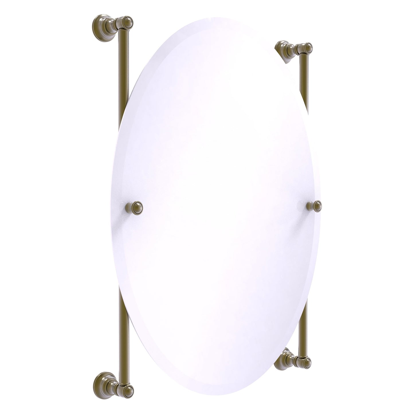 Allied Brass Carolina 21" x 4.4" Antique Brass Solid Brass Oval Frameless Rail-Mounted Mirror