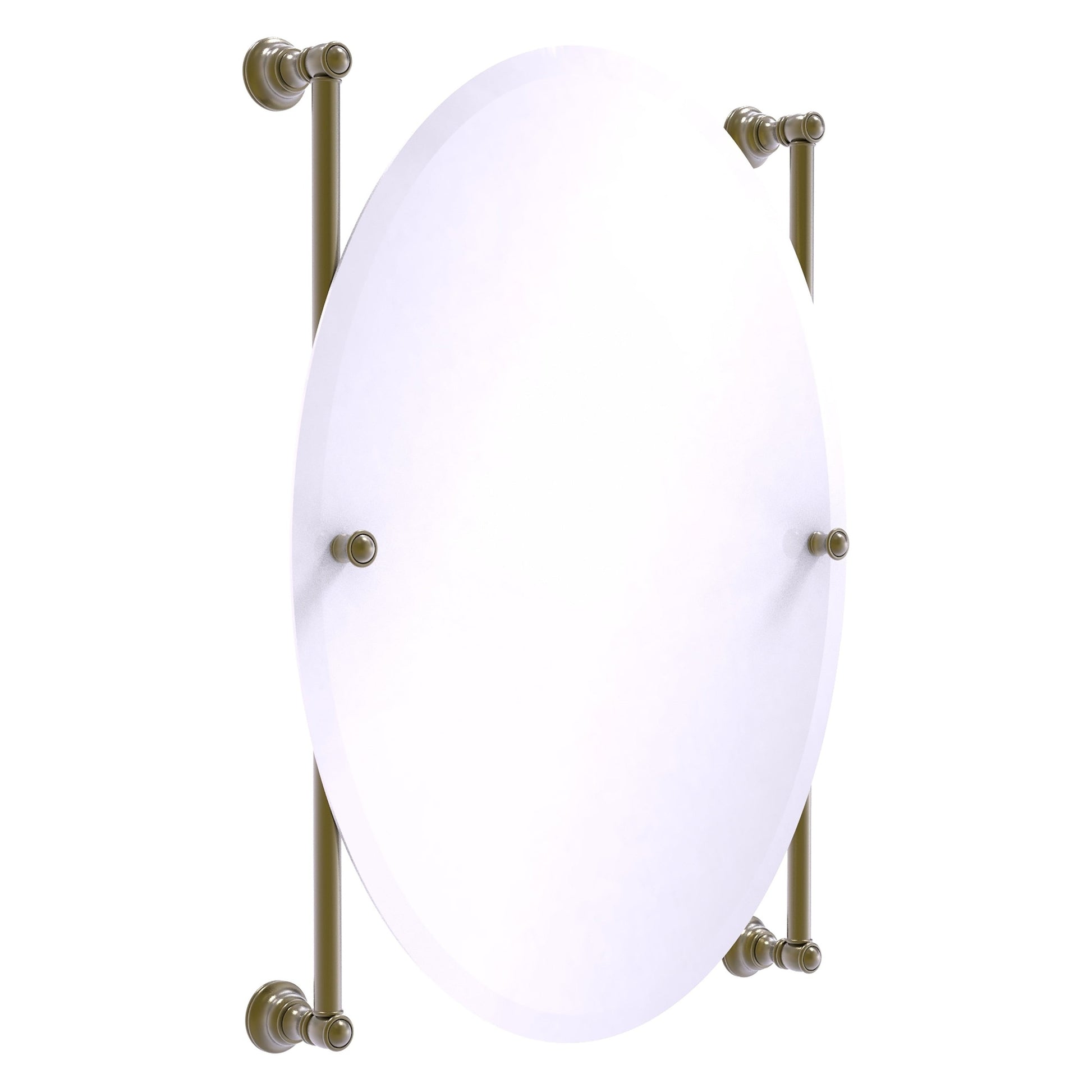 Allied Brass Carolina 21" x 4.4" Antique Brass Solid Brass Oval Frameless Rail-Mounted Mirror