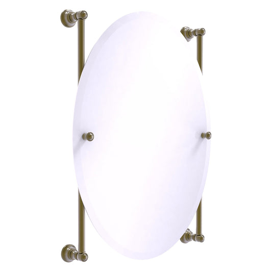 Allied Brass Carolina 21" x 4.4" Antique Brass Solid Brass Oval Frameless Rail-Mounted Mirror