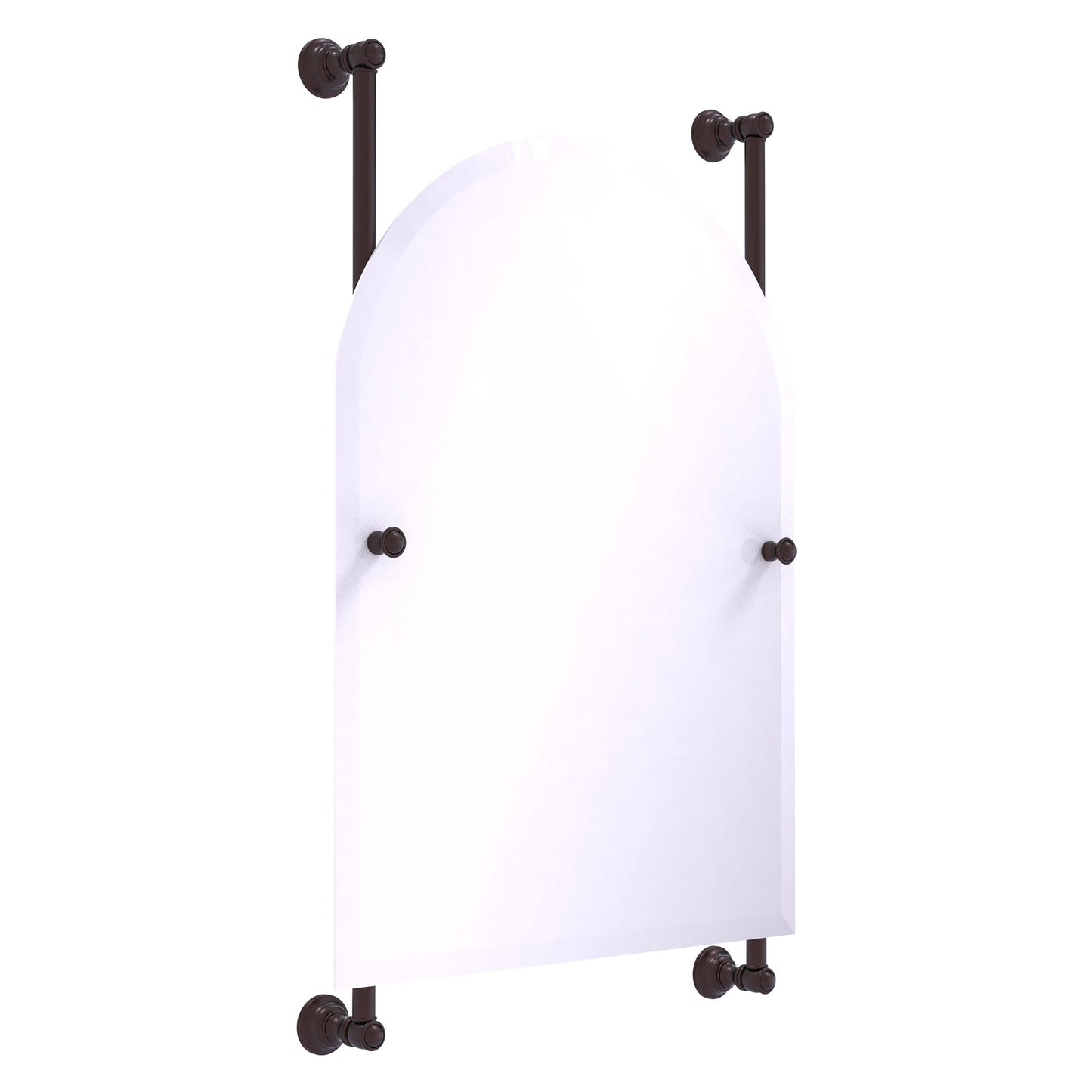 Allied Brass Carolina 21" x 4.4" Antique Bronze Solid Brass Arched Top Frameless Rail Mounted Mirror