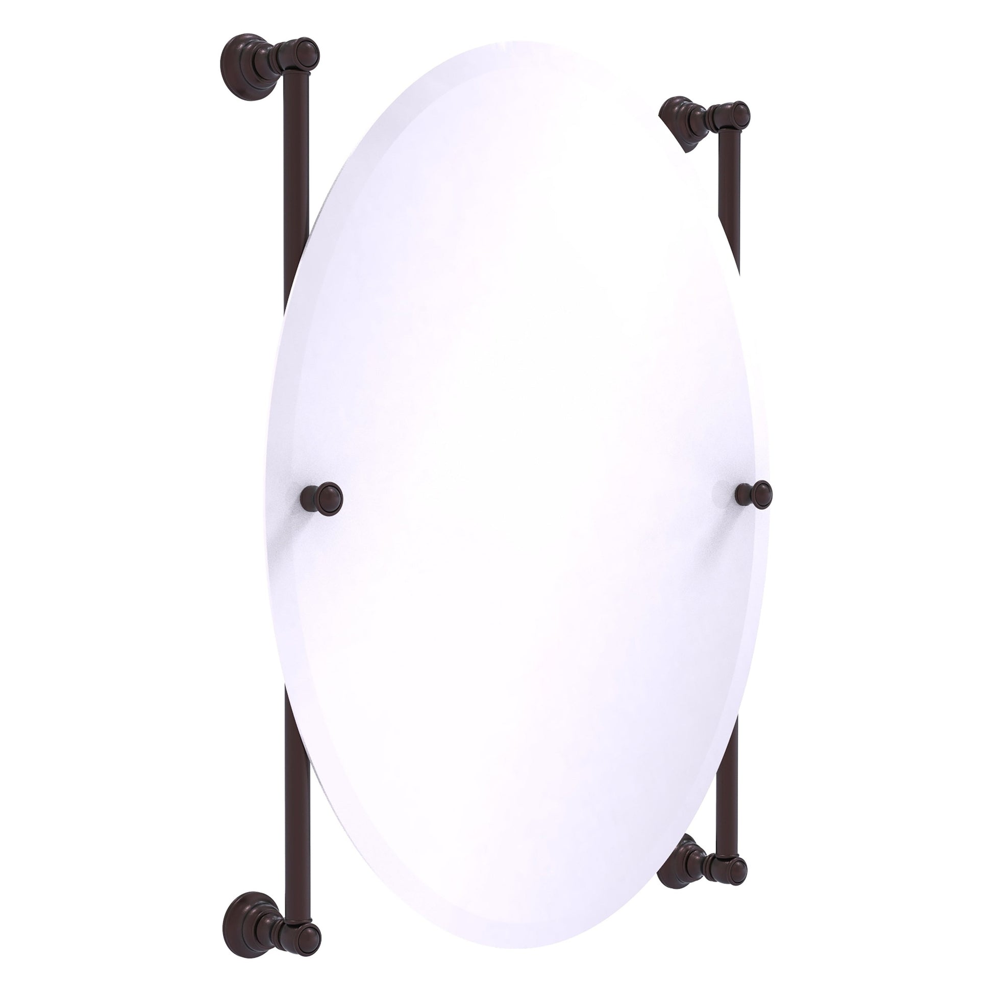 Allied Brass Carolina 21" x 4.4" Antique Bronze Solid Brass Oval Frameless Rail-Mounted Mirror