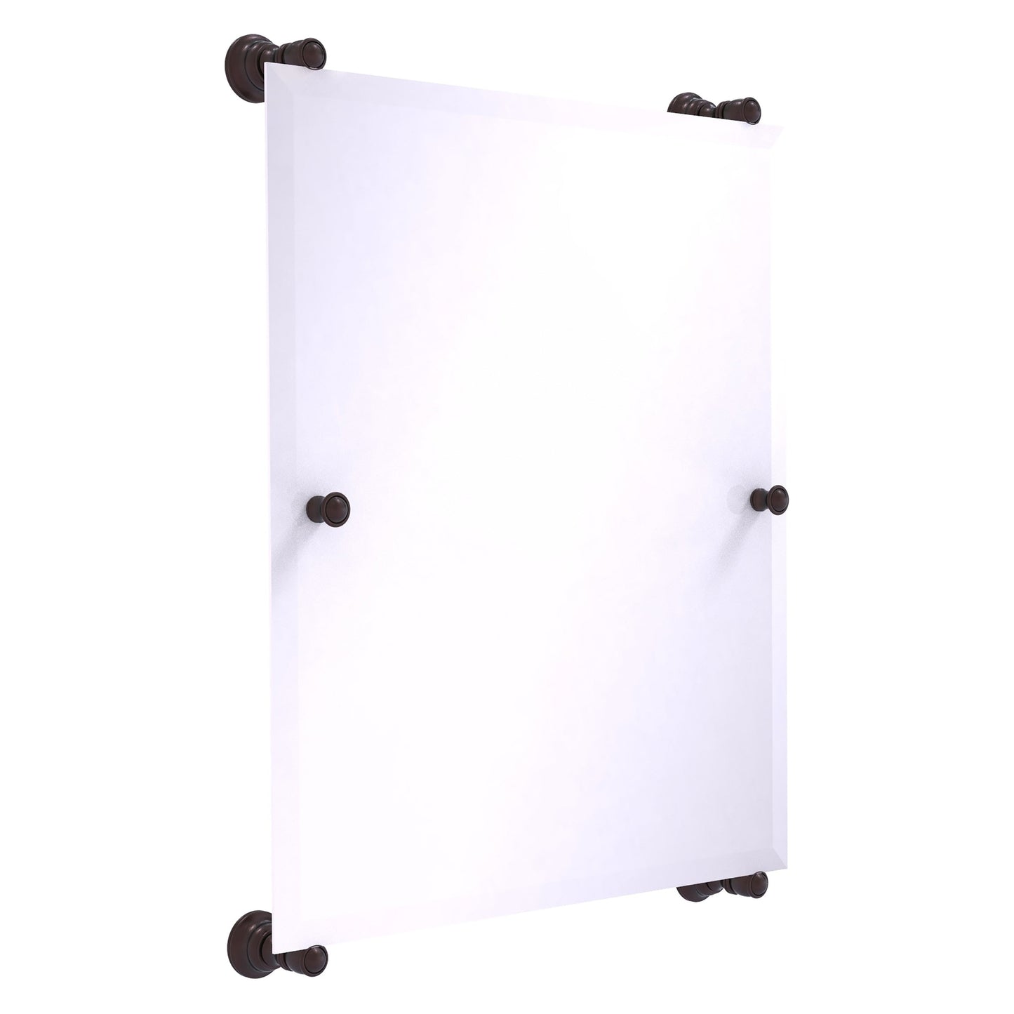 Allied Brass Carolina 21" x 4.4" Antique Bronze Solid Brass Rectangular Frameless Rail-Mounted Mirror