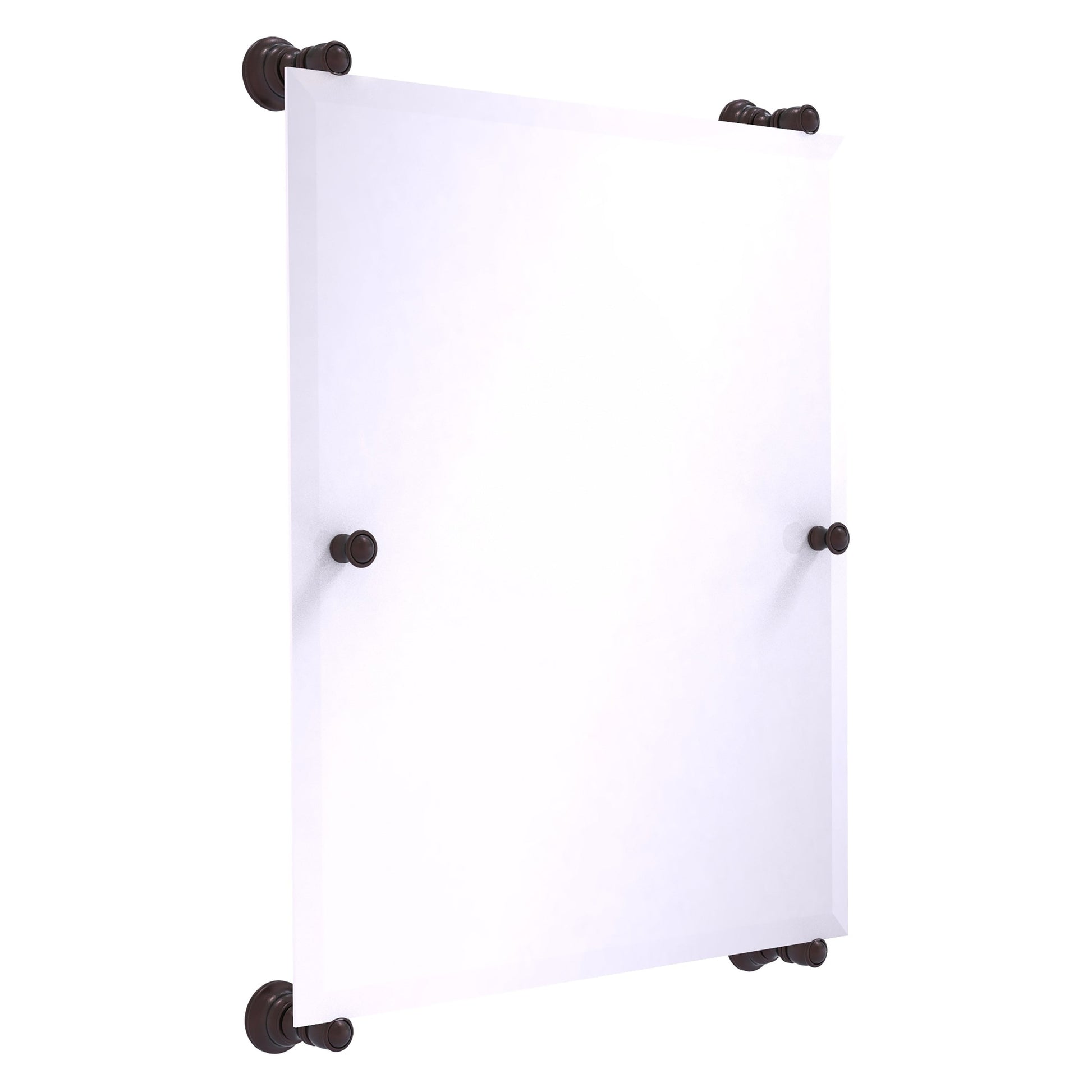 Allied Brass Carolina 21" x 4.4" Antique Bronze Solid Brass Rectangular Frameless Rail-Mounted Mirror