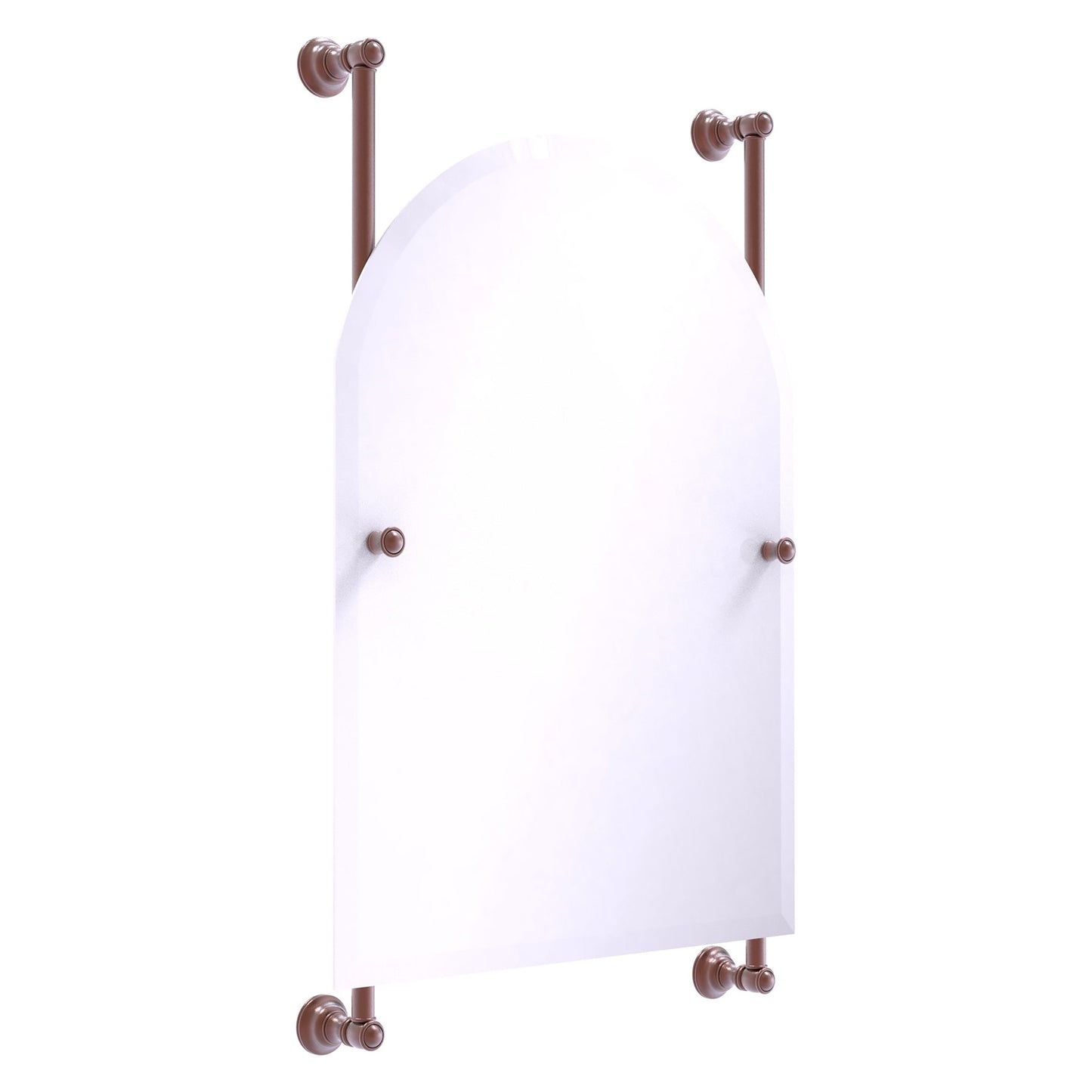 Allied Brass Carolina 21" x 4.4" Antique Copper Solid Brass Arched Top Frameless Rail Mounted Mirror