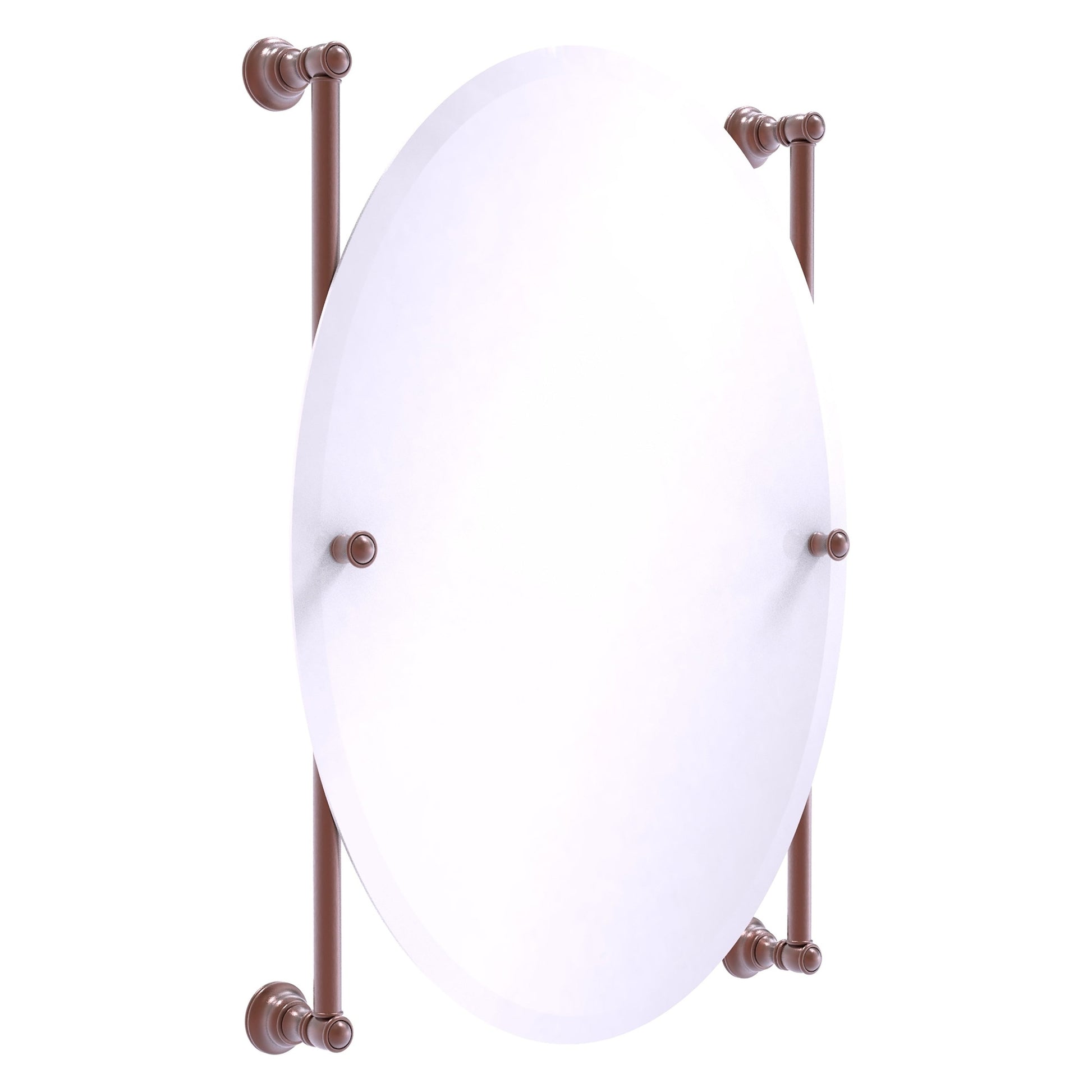 Allied Brass Carolina 21" x 4.4" Antique Copper Solid Brass Oval Frameless Rail-Mounted Mirror