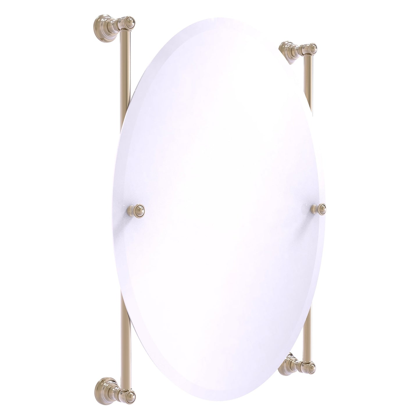 Allied Brass Carolina 21" x 4.4" Antique Pewter Solid Brass Oval Frameless Rail-Mounted Mirror