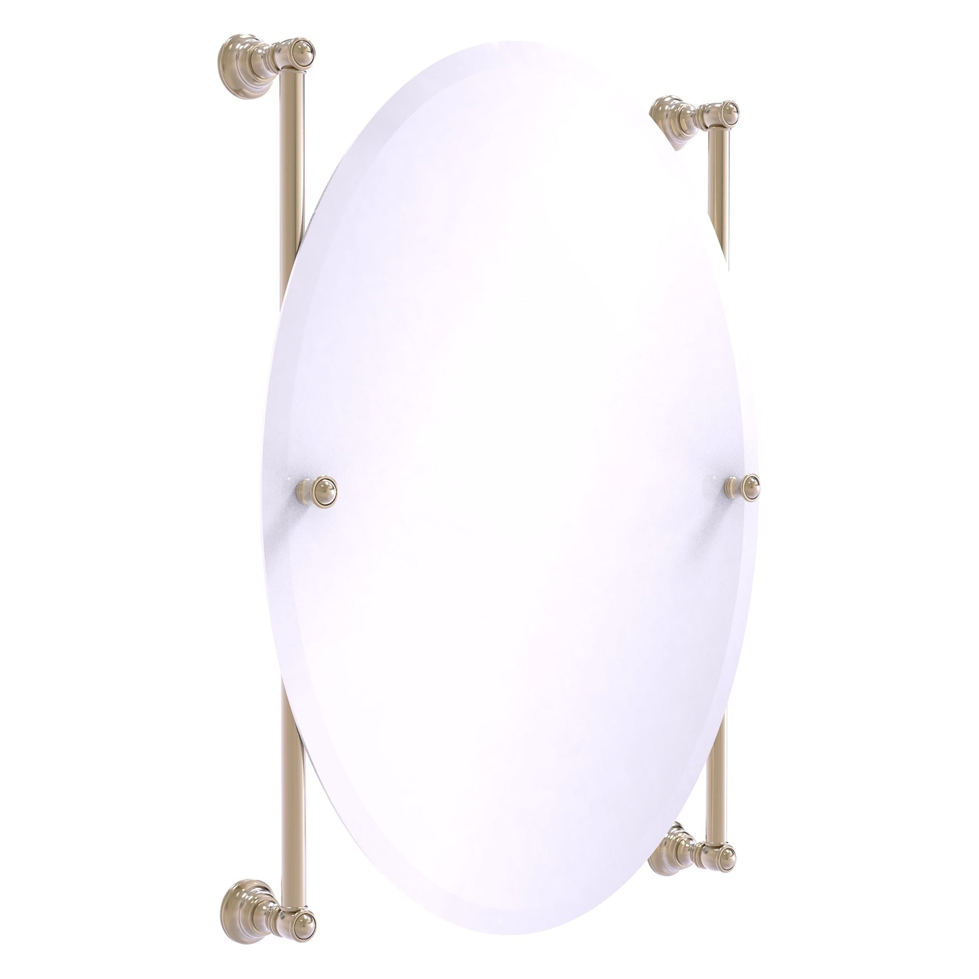 Allied Brass Carolina 21" x 4.4" Antique Pewter Solid Brass Oval Frameless Rail-Mounted Mirror