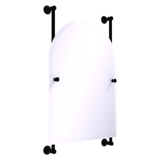 Allied Brass Carolina 21" x 4.4" Matte Black Solid Brass Arched Top Frameless Rail Mounted Mirror