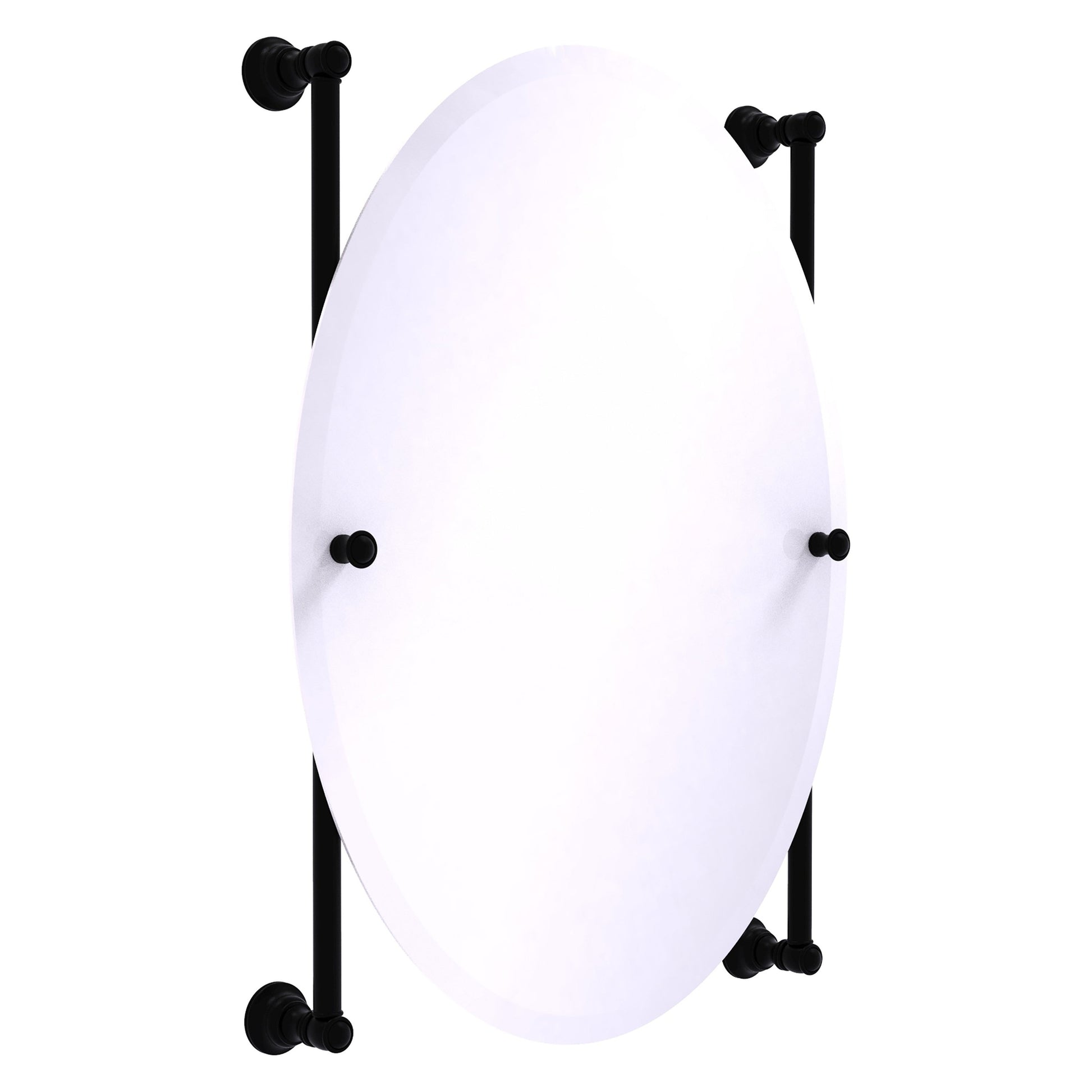 Allied Brass Carolina 21" x 4.4" Matte Black Solid Brass Oval Frameless Rail-Mounted Mirror