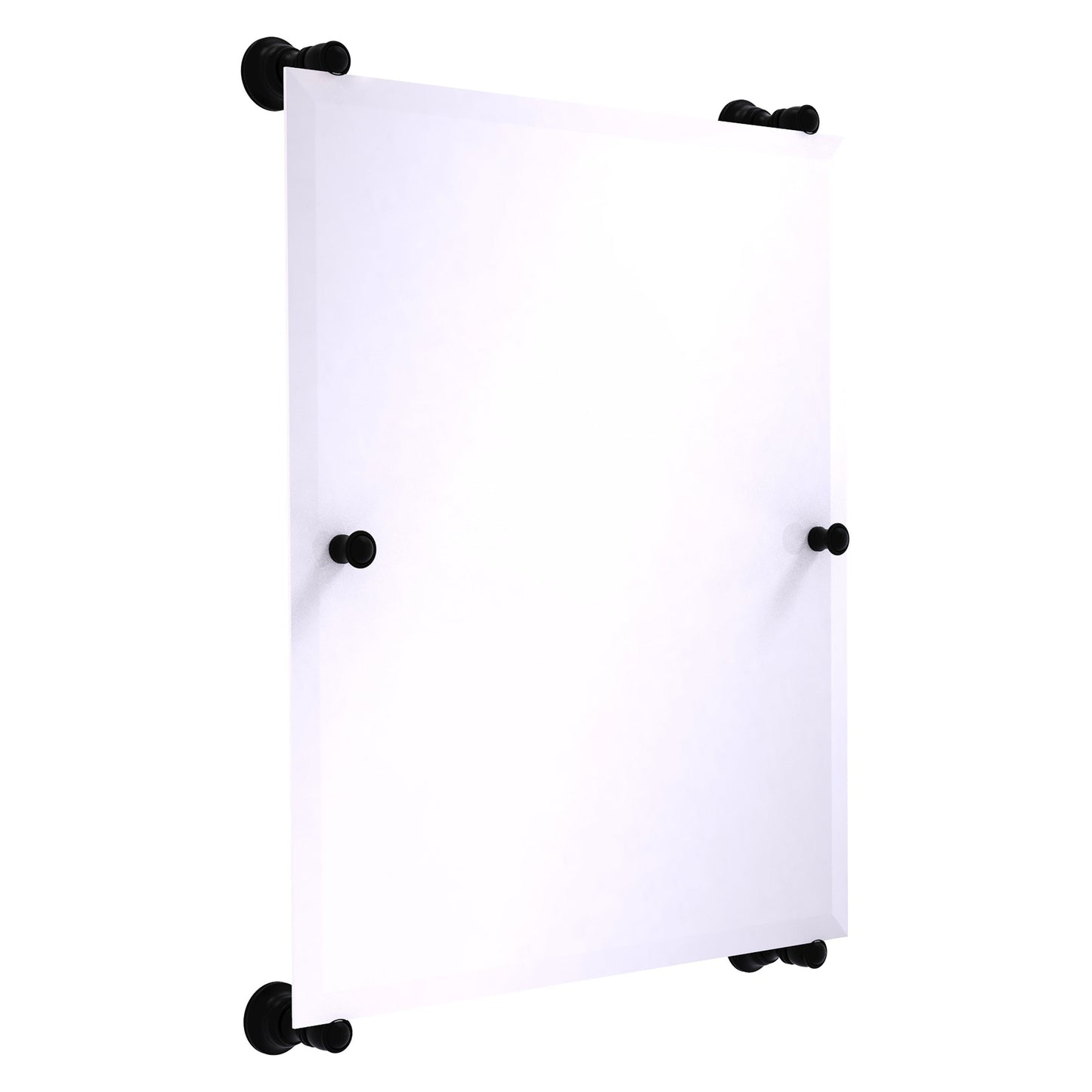 Allied Brass Carolina 21" x 4.4" Matte Black Solid Brass Rectangular Frameless Rail-Mounted Mirror