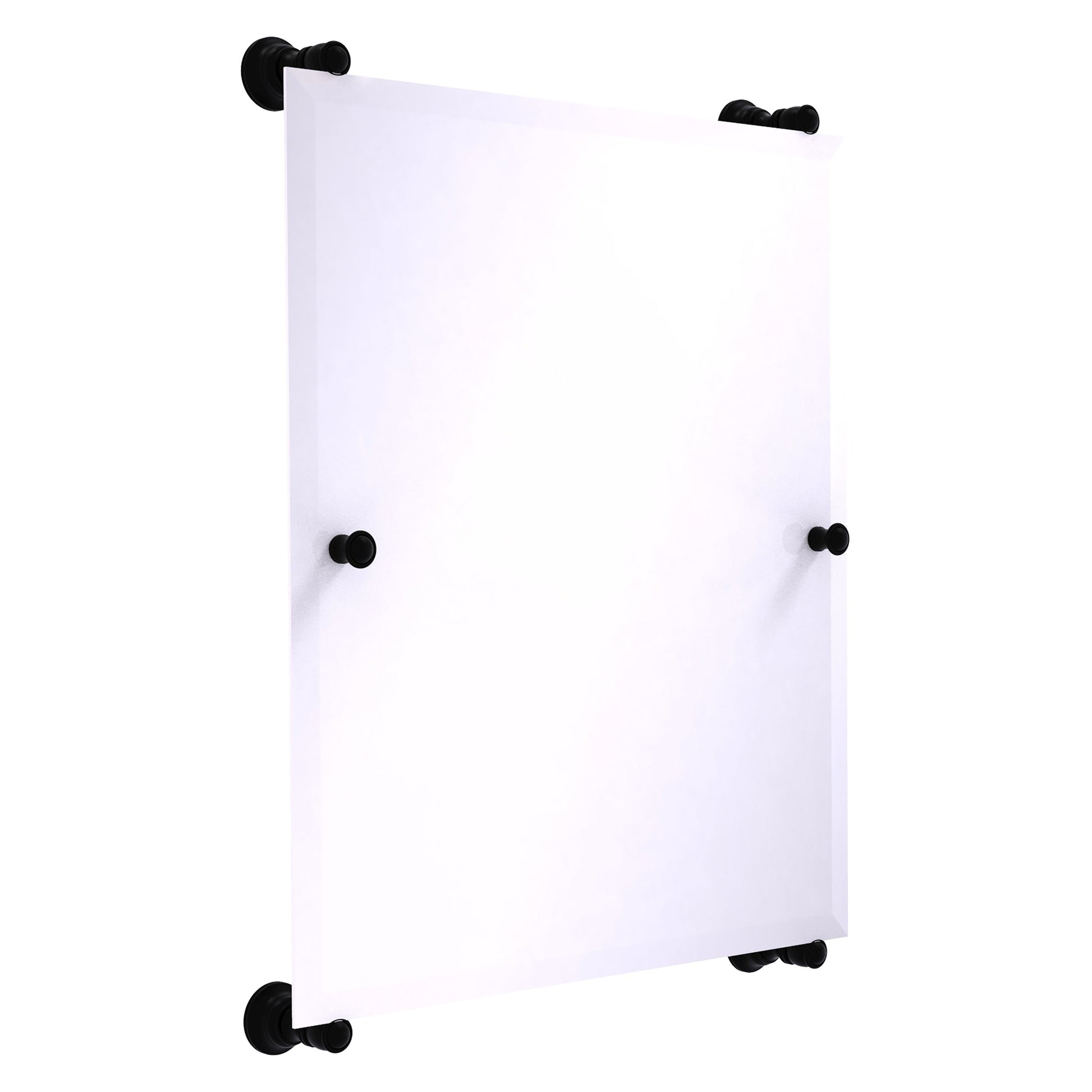 Allied Brass Carolina 21" x 4.4" Matte Black Solid Brass Rectangular Frameless Rail-Mounted Mirror