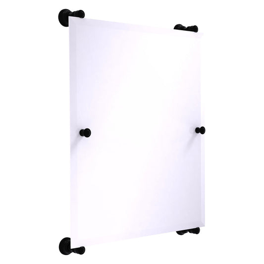 Allied Brass Carolina 21" x 4.4" Matte Black Solid Brass Rectangular Frameless Rail-Mounted Mirror