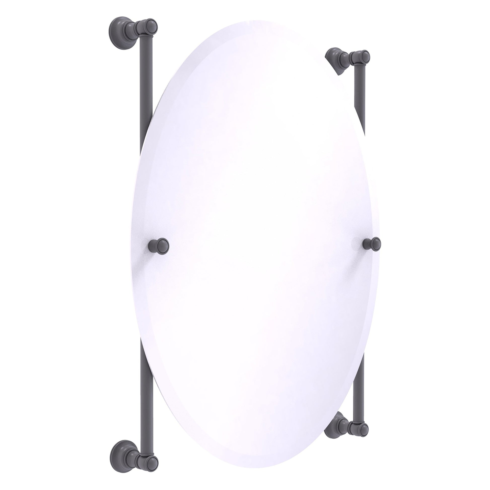 Allied Brass Carolina 21" x 4.4" Matte Gray Solid Brass Oval Frameless Rail-Mounted Mirror