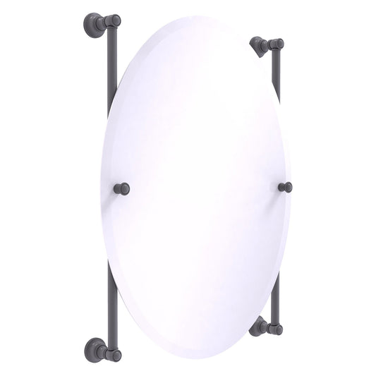 Allied Brass Carolina 21" x 4.4" Matte Gray Solid Brass Oval Frameless Rail-Mounted Mirror