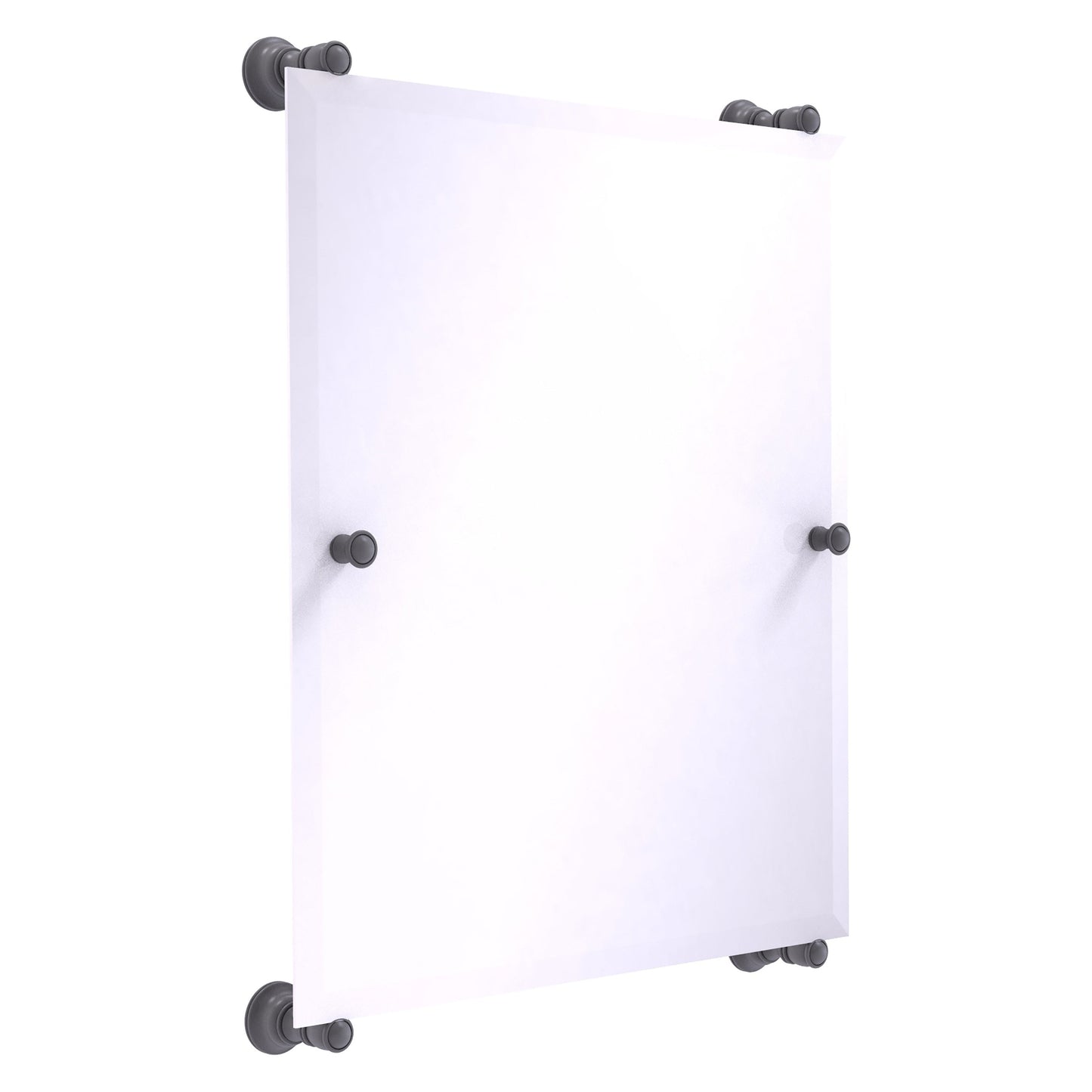 Allied Brass Carolina 21" x 4.4" Matte Gray Solid Brass Rectangular Frameless Rail-Mounted Mirror