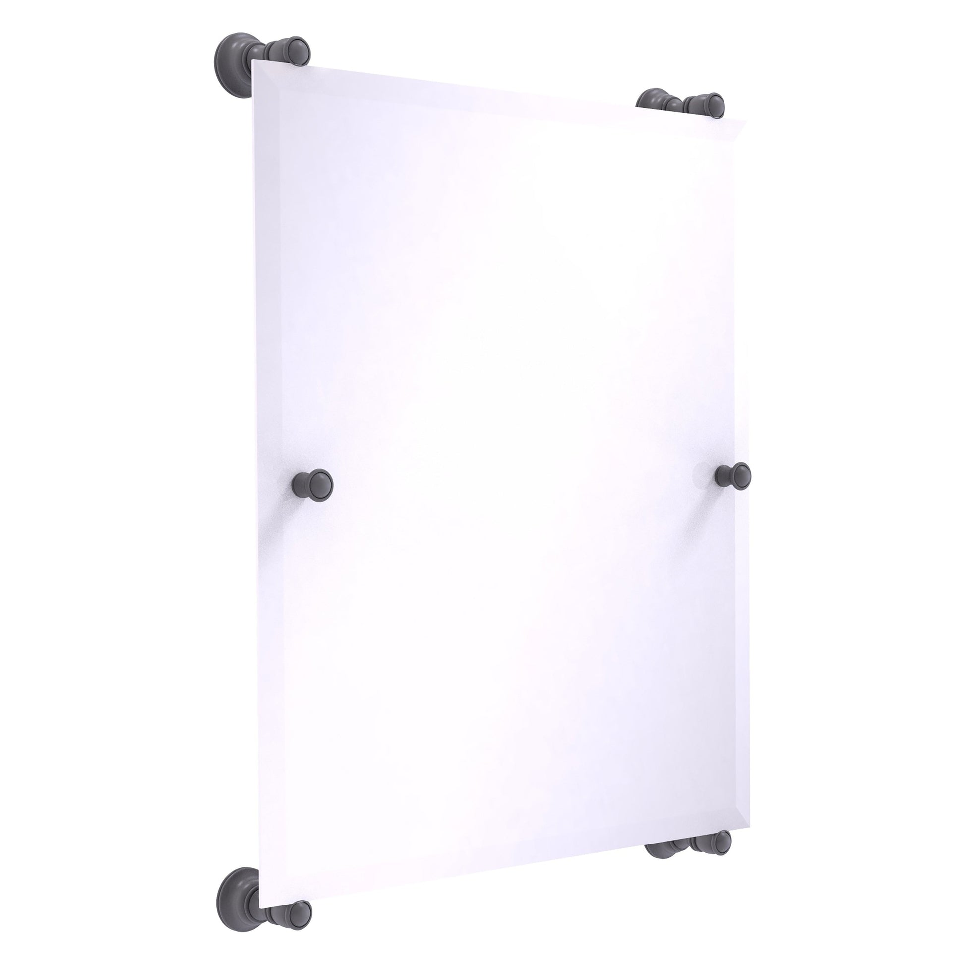 Allied Brass Carolina 21" x 4.4" Matte Gray Solid Brass Rectangular Frameless Rail-Mounted Mirror