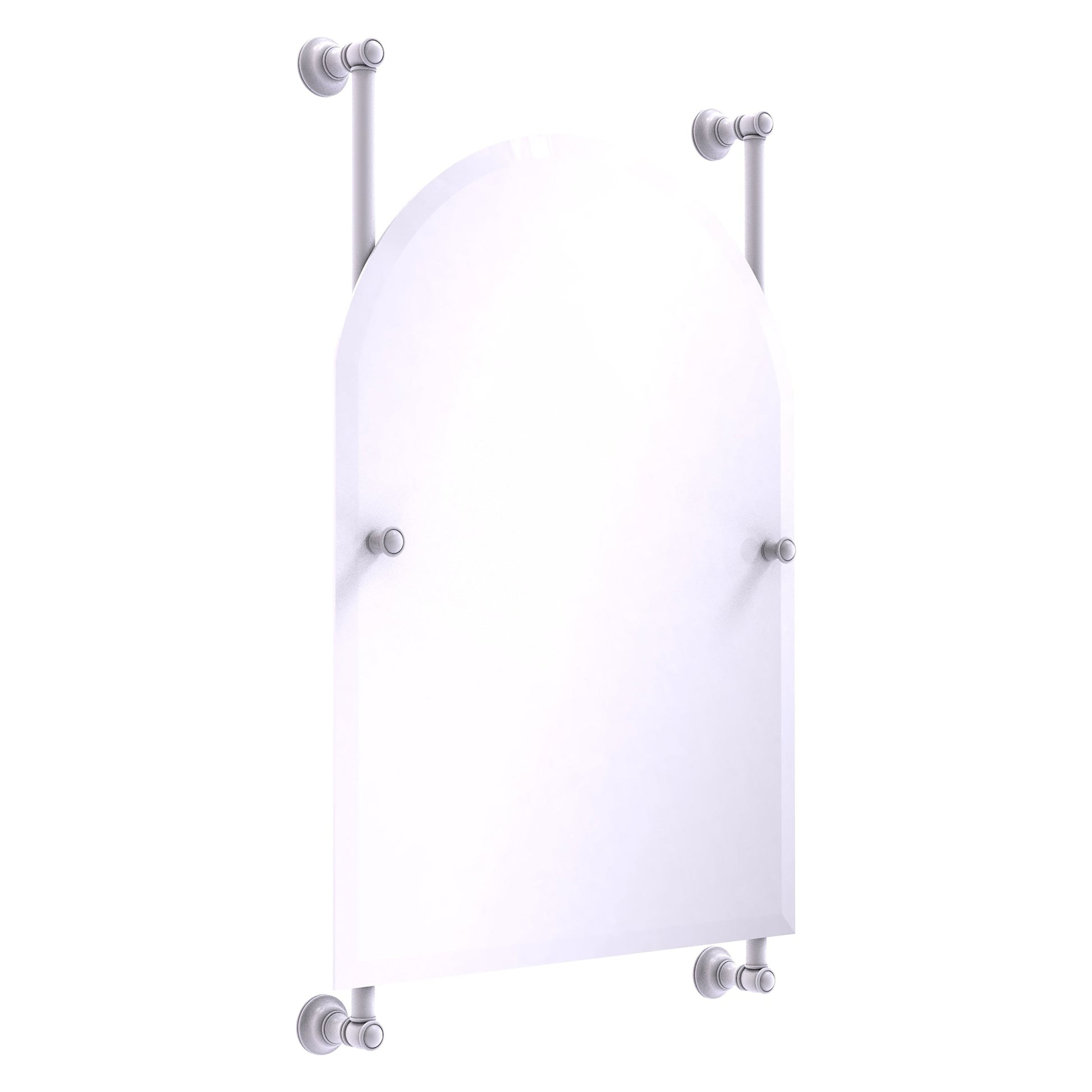 Allied Brass Carolina 21" x 4.4" Matte White Solid Brass Arched Top Frameless Rail Mounted Mirror