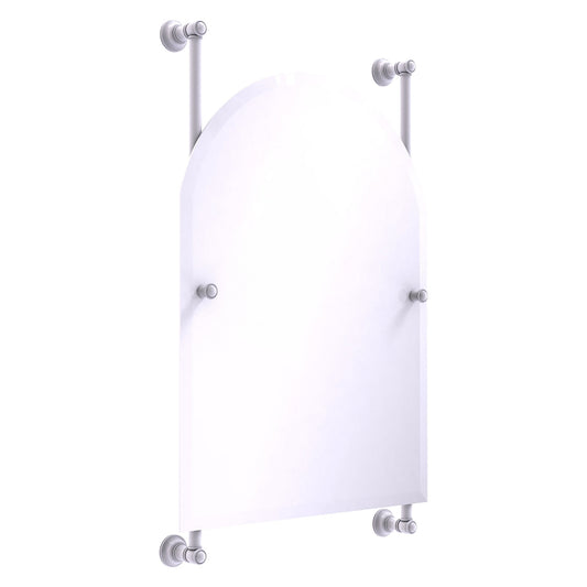 Allied Brass Carolina 21" x 4.4" Matte White Solid Brass Arched Top Frameless Rail Mounted Mirror