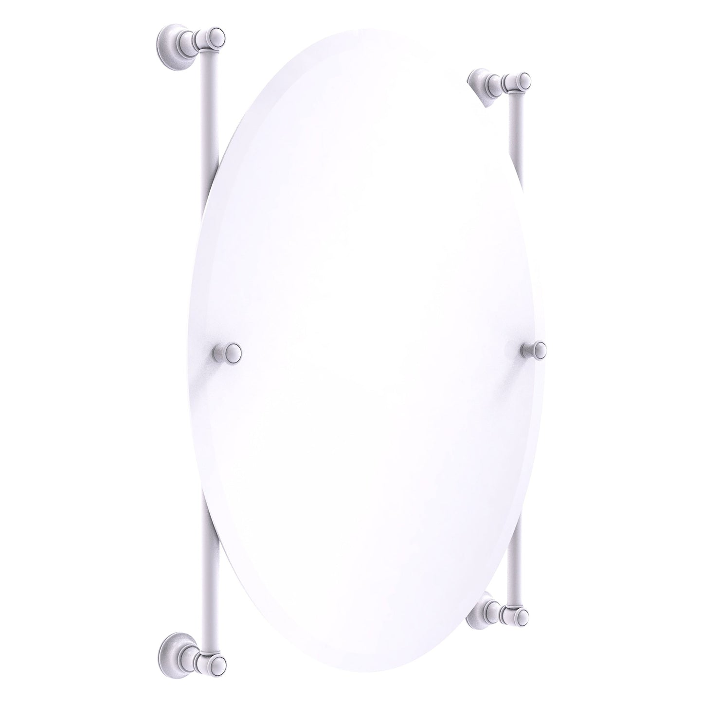 Allied Brass Carolina 21" x 4.4" Matte White Solid Brass Oval Frameless Rail-Mounted Mirror