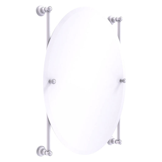 Allied Brass Carolina 21" x 4.4" Matte White Solid Brass Oval Frameless Rail-Mounted Mirror