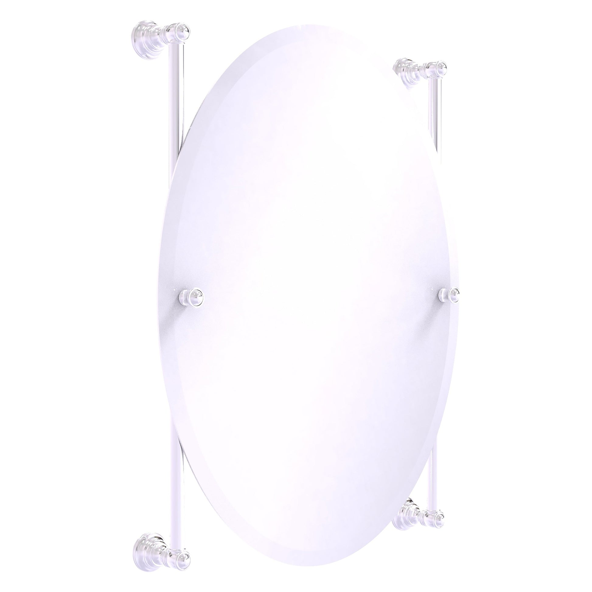 Allied Brass Carolina 21" x 4.4" Polished Chrome Solid Brass Oval Frameless Rail-Mounted Mirror