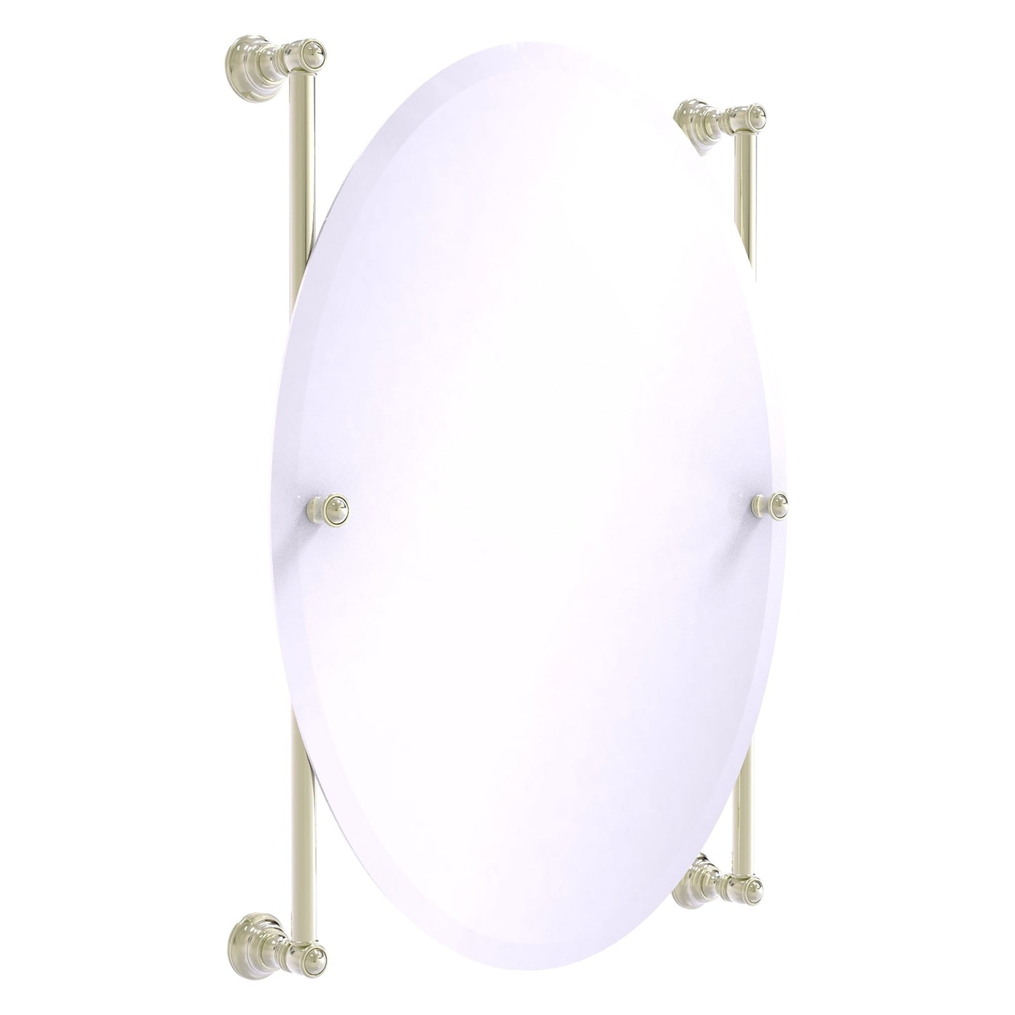 Allied Brass Carolina 21" x 4.4" Polished Nickel Solid Brass Oval Frameless Rail-Mounted Mirror