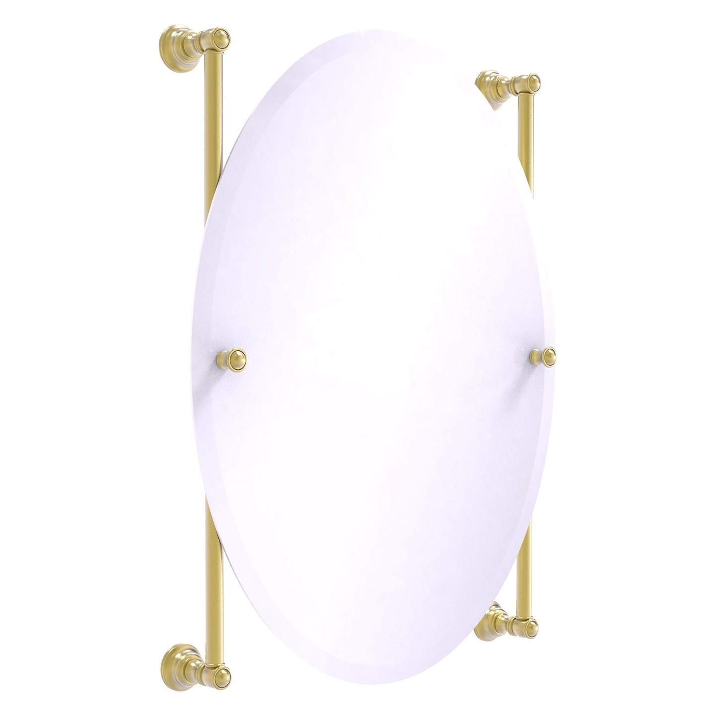 Allied Brass Carolina 21" x 4.4" Satin Brass Solid Brass Oval Frameless Rail-Mounted Mirror