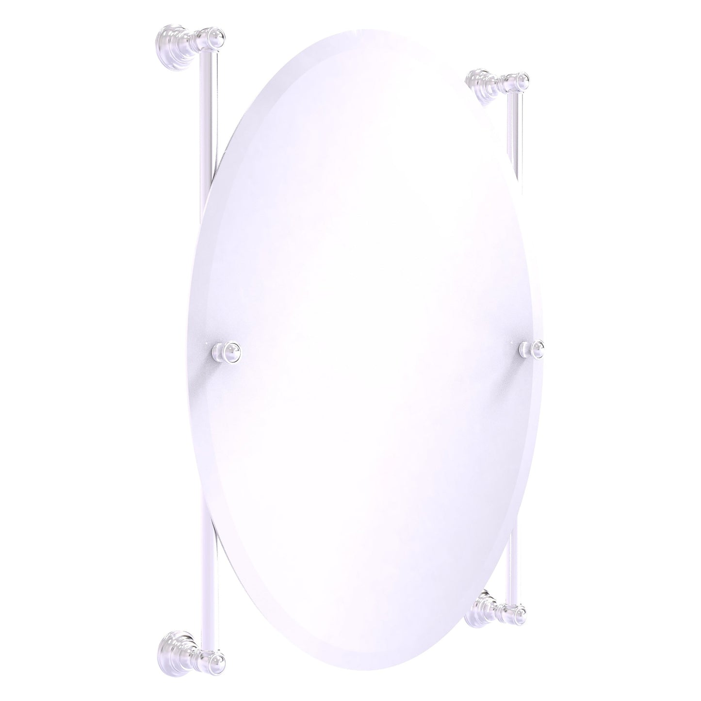 Allied Brass Carolina 21" x 4.4" Satin Chrome Solid Brass Oval Frameless Rail-Mounted Mirror