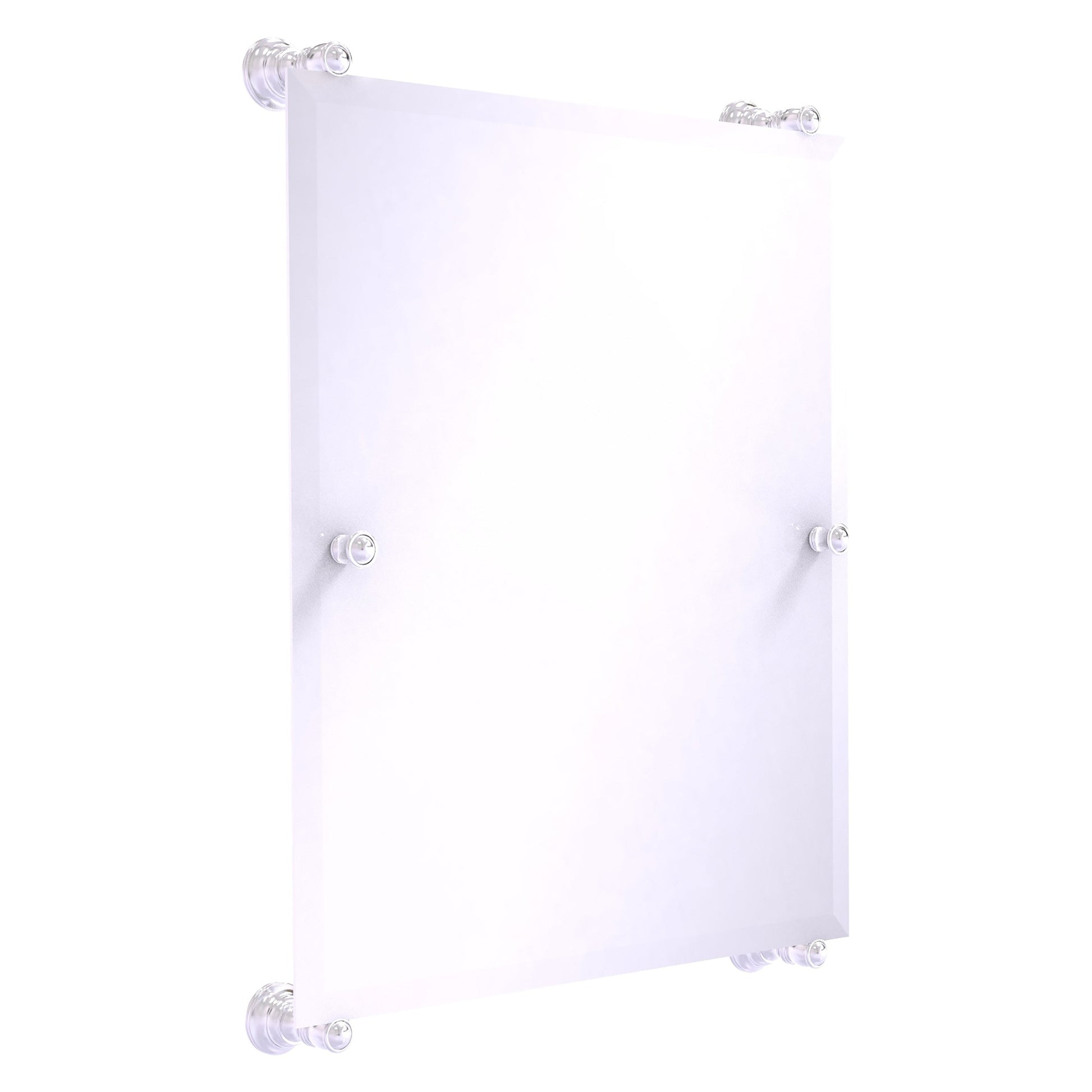 Allied Brass Carolina 21" x 4.4" Satin Chrome Solid Brass Rectangular Frameless Rail-Mounted Mirror