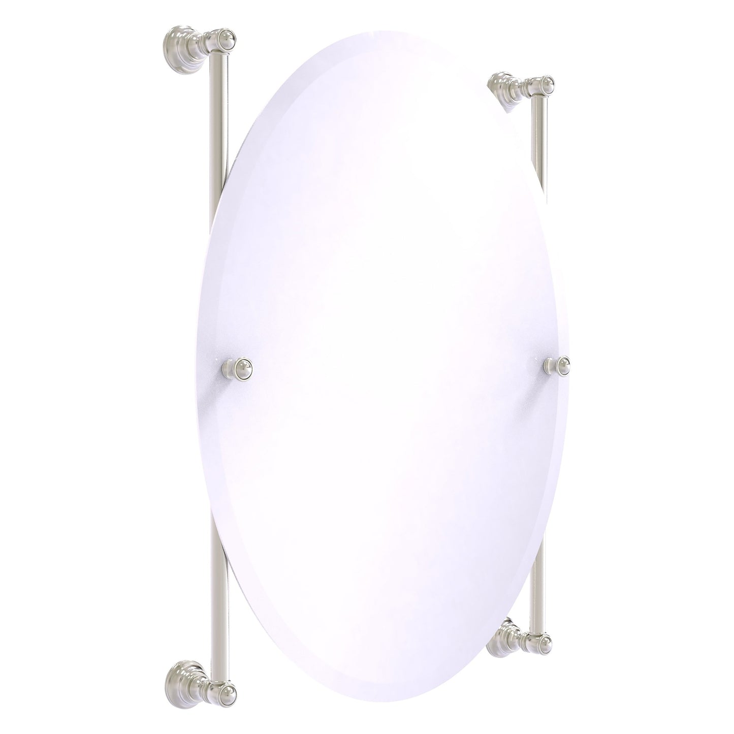 Allied Brass Carolina 21" x 4.4" Satin Nickel Solid Brass Oval Frameless Rail-Mounted Mirror