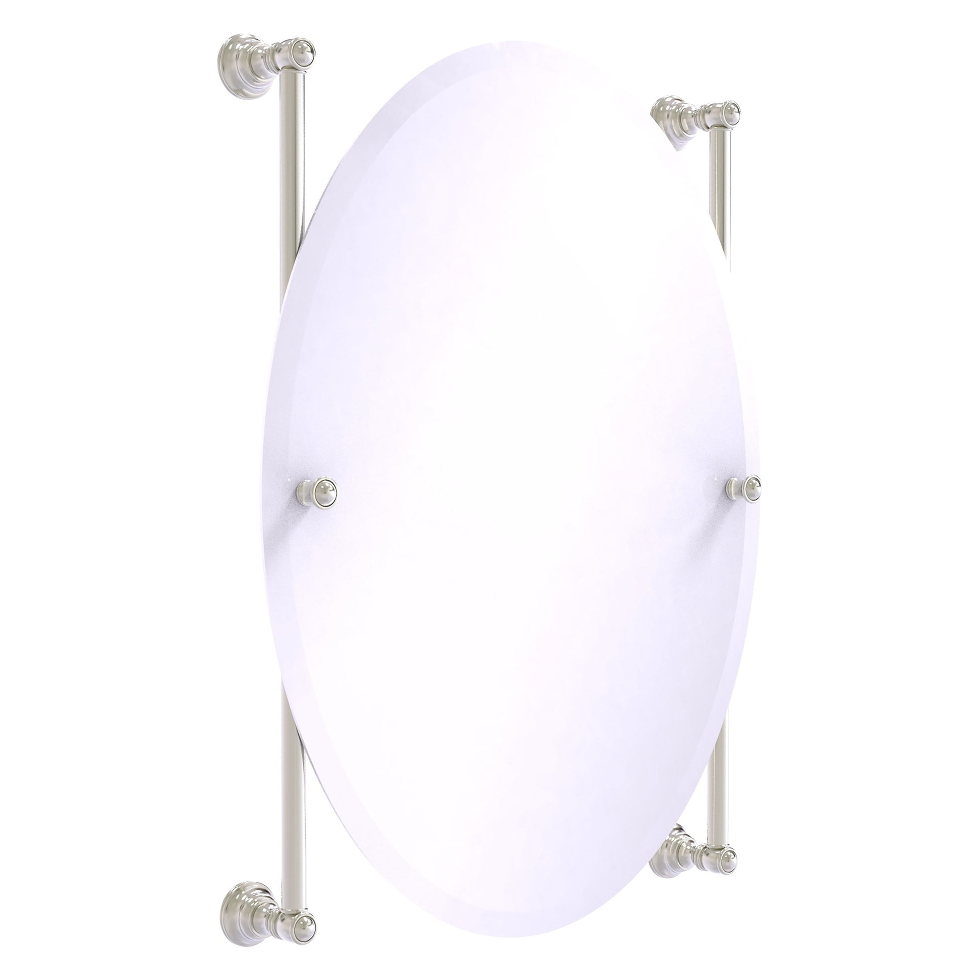 Allied Brass Carolina 21" x 4.4" Satin Nickel Solid Brass Oval Frameless Rail-Mounted Mirror