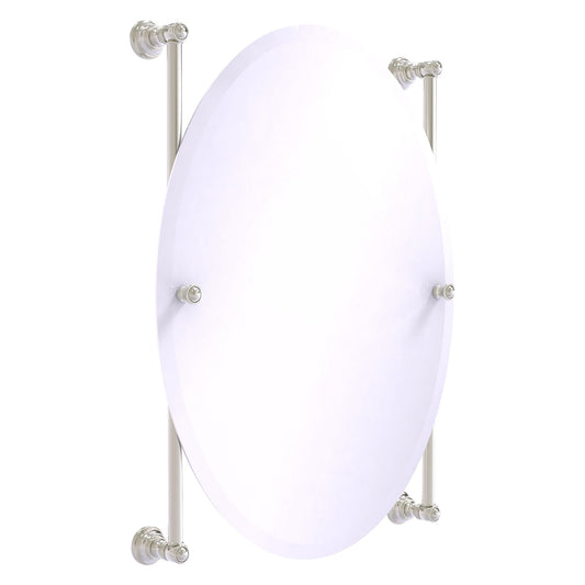 Allied Brass Carolina 21" x 4.4" Satin Nickel Solid Brass Oval Frameless Rail-Mounted Mirror