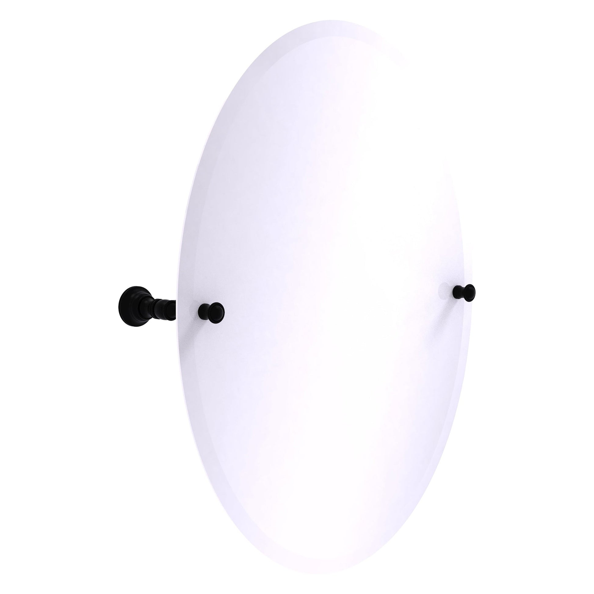 Allied Brass Carolina 21" x 4.8" Matte Black Solid Brass Frameless Oval Tilt Mirror With Beveled Edge