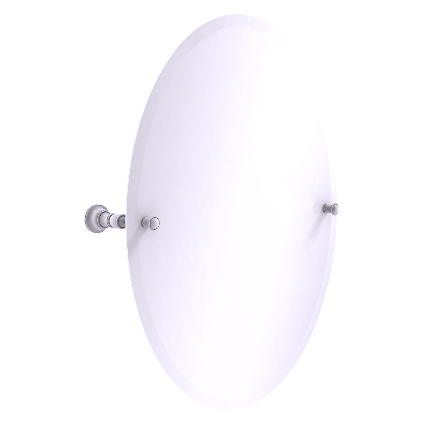 Allied Brass Carolina 21" x 4.8" Matte White Solid Brass Frameless Oval Tilt Mirror With Beveled Edge