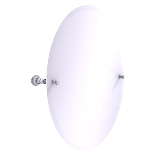Allied Brass Carolina 21" x 4.8" Matte White Solid Brass Frameless Oval Tilt Mirror With Beveled Edge
