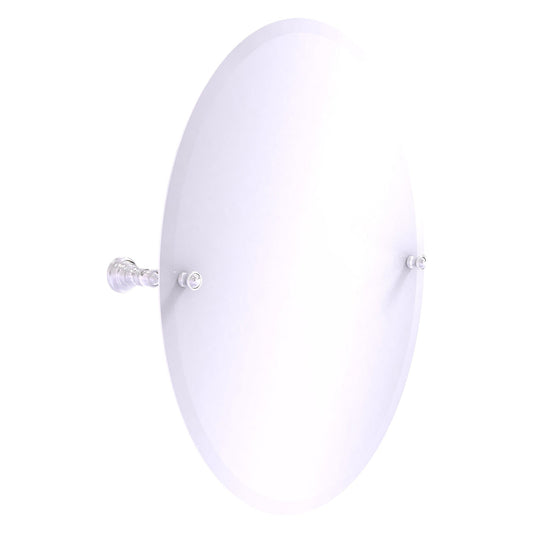 Allied Brass Carolina 21" x 4.8" Satin Chrome Solid Brass Frameless Oval Tilt Mirror With Beveled Edge