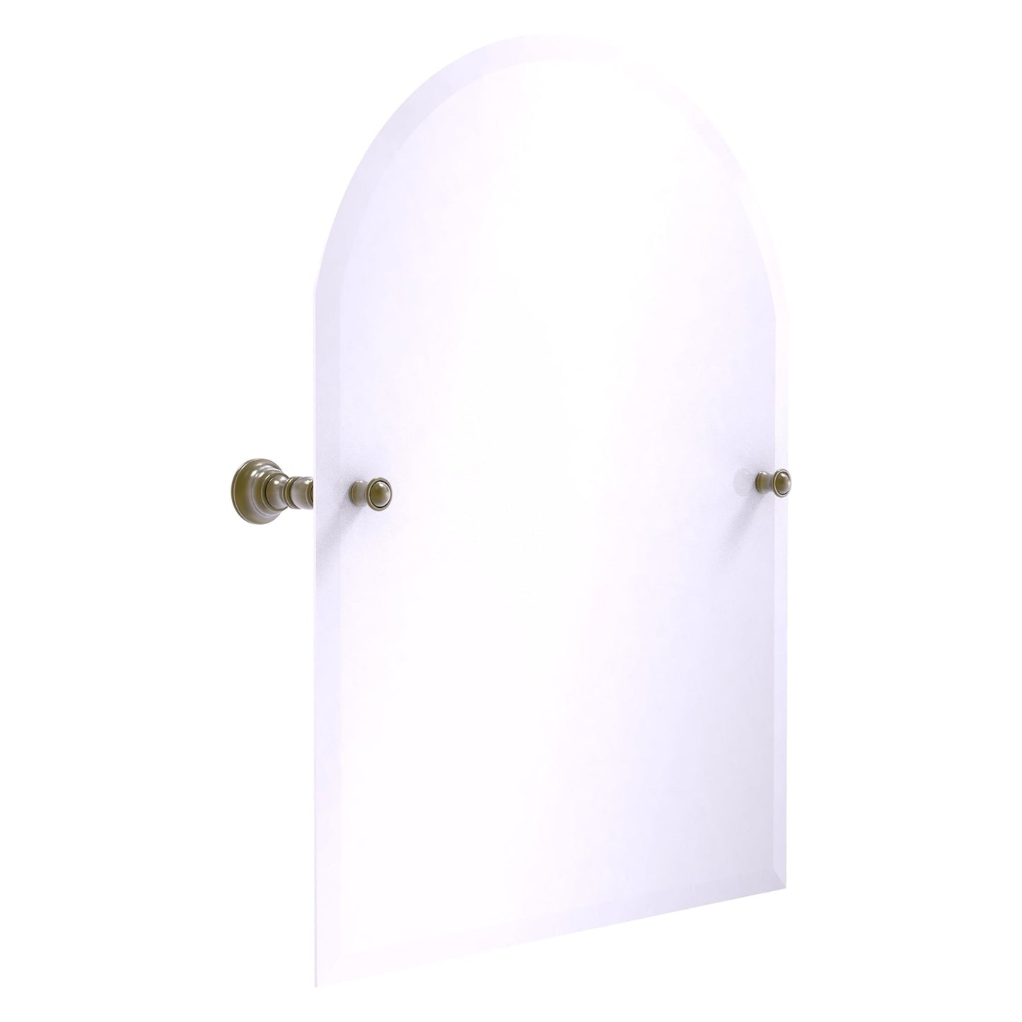 Allied Brass Carolina 21.8" x 4.8" Antique Brass Solid Brass Arched Top Tilt Mirror With Beveled Edge