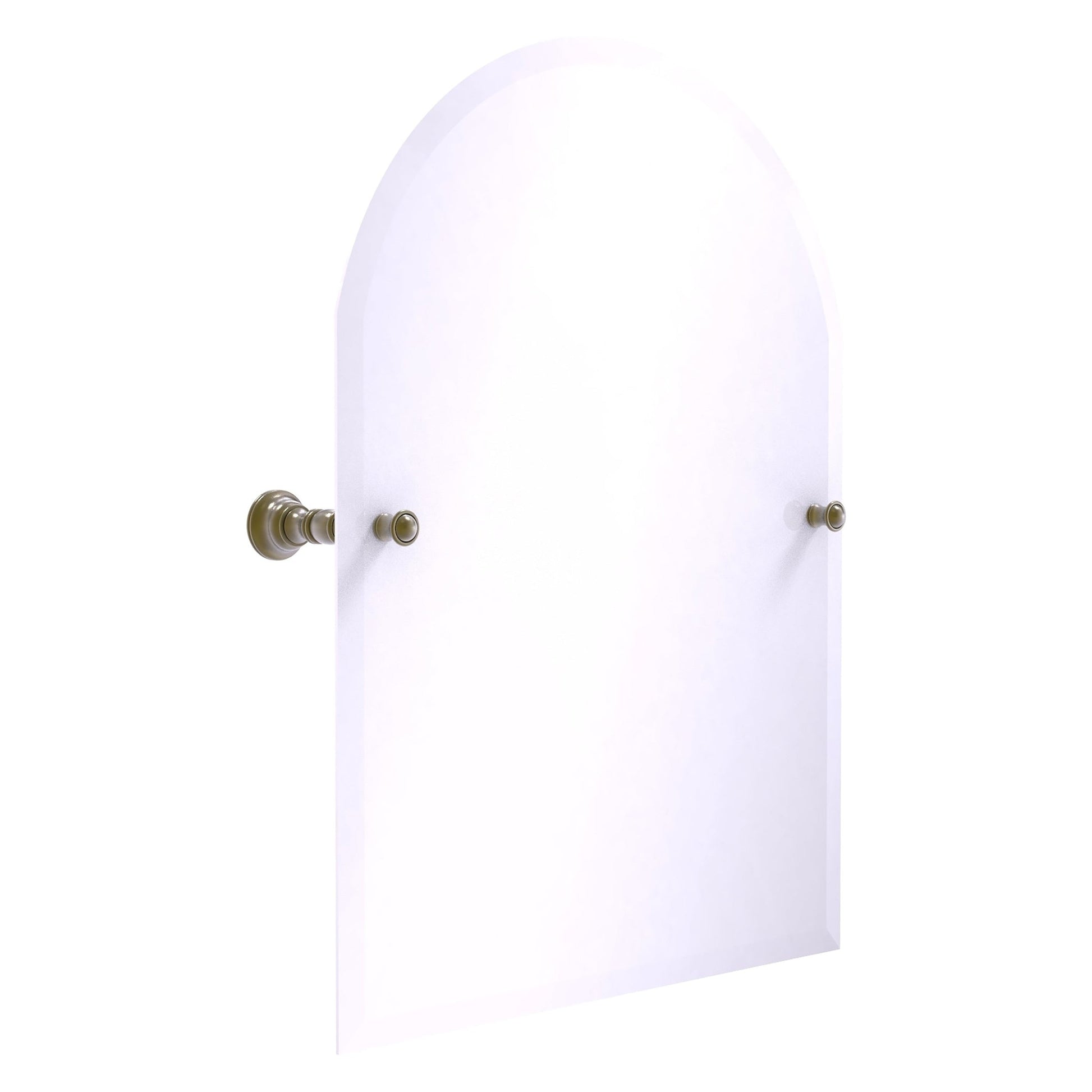 Allied Brass Carolina 21.8" x 4.8" Antique Brass Solid Brass Arched Top Tilt Mirror With Beveled Edge